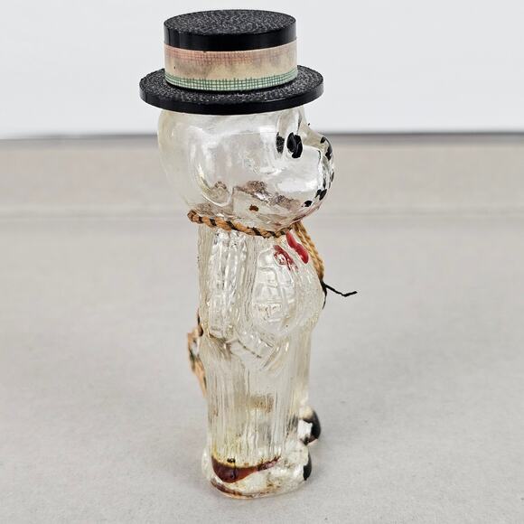 VTG glass Liore perfume bottle of dog in boater hat paper tag - Picture 5 of 7